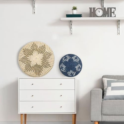 Xuhal 8 Pcs Boho Wall Basket Decor Decorative Bulrush Woven Basket Wall Decor Rustic Farmhouse Hanging Baskets for Kitchen Rustic Home Summer Decorations - style: Modern