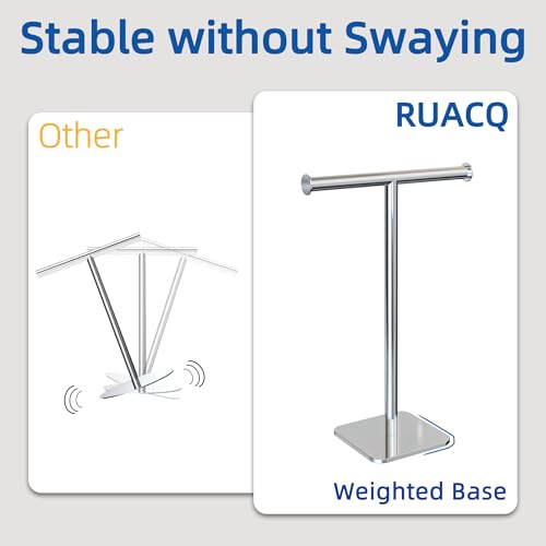 RUACQ Hand Towel Stand, 16" T-Shape Hand Towel Holder Stand for Bathroom, Kitchen and Countertop Towel Holder 304 Stainless Steel Hand Towel Rack with Weighted Base (Chrome) - color: Chrome, size: Tall - 16''