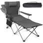 apollo walker Reclining Beach Chair, Adjustable 90-135° Backrest Camping Lounge Chairs for Adults, Folding Chair with Foot Rest & Detachable Pillow - Standard 6-Leg, Grey - color: Grey, style: 6-Leg