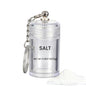 Mini Salt Keychain Bottle – Refillable AS Travel Salt Shaker – Portable Spice Jar with 2 Stickers – Small Key Chain Shaker for Camping, Office, Picnics, Lunchboxes