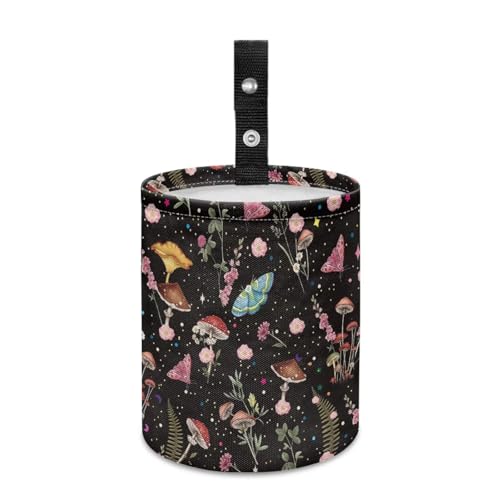 Renewold Waterproof Car Trash Can Colorful Mushroom Flower Butterfly Car Trash Bin Portable Garbage Can for SUV Van Sedan Truck Hanging Bag for Headrest Front Rear Seat Automotive Interior Accessories - color: Colorful Mushroom Flower Butterfly