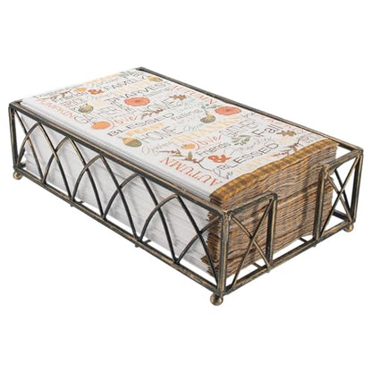 Boston International Arch Design Guest Towel Napkin Holder Caddy, Antique Brass - color: Antique Brass, size: 9 x 5.25-Inches