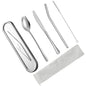 Travel Utensils Set with Steel Case, 6-Piece 18/8 Stainless Steel Spork and Reusable Straw Kit, Silent Locking Design, Portable Silverware for Camping, Office & Eco-Friendly Travel