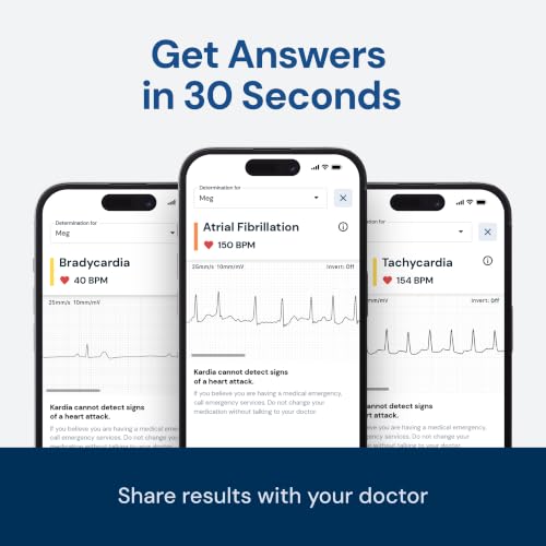 KardiaMobile 1-Lead EKG Monitor, Medical-Grade FDA-Cleared Personal Heart Monitor, Detects Normal, AFib & Arrhythmias, 30 Second Results, Works with Smartphones, Pocket Size, No Subscription Required