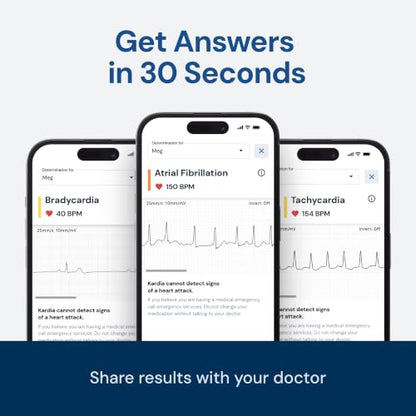 KardiaMobile 1-Lead EKG Monitor, Medical-Grade FDA-Cleared Personal Heart Monitor, Detects Normal, AFib & Arrhythmias, 30 Second Results, Works with Smartphones, Pocket Size, No Subscription Required