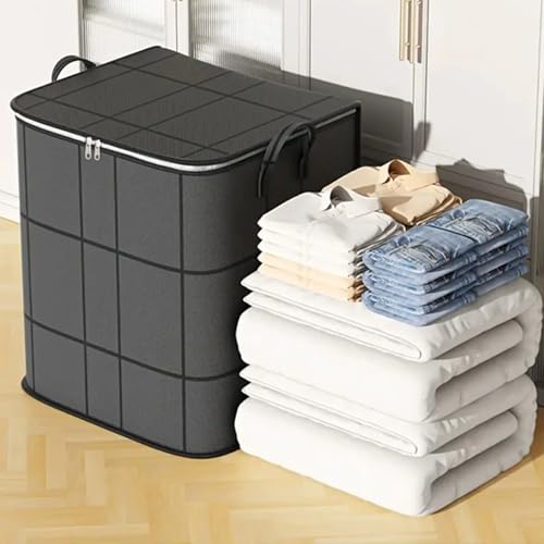 210 L Large Capacity Storage Bags, Waterproof & Dustproof Foldable Closet Organizers, Heavy Duty Moving Bags with Handles & Zippers for Clothes, Comforters, Blankets 1 PCS