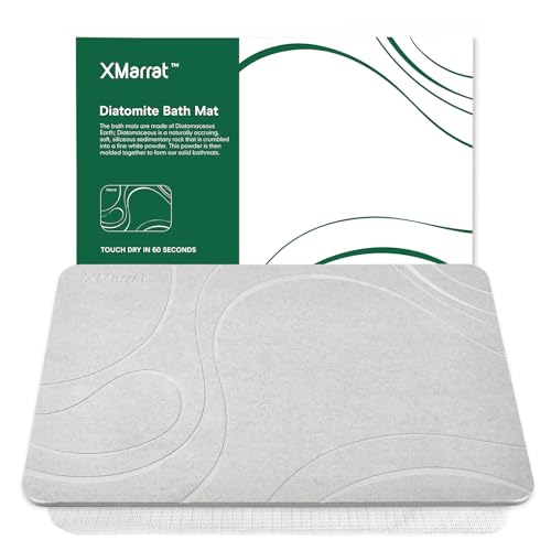 XMarrat Stone Bath Mat, Quick Drying Diatomaceous Earth Bath Mat, Super Absorbent Stone Bath Mats for Bathroom, Non-Slip Diatomite Stone Bath Mat, Easy to Clean(23.6 x 15.4 Light Gray) - color: Light Gray, size: 23.6" x 15.4" (Rectangular)
