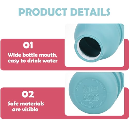 Collapsible Silicone Water Bottle – Foldable Travel Water Bottle Leakproof, BPA Free, Portable & Space-Saving – Perfect for Gym, Hiking,Travel(carabiner and cleaning brush),Light green - color: Lightgreen