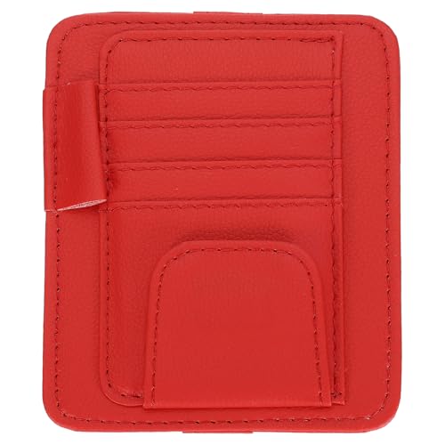 PATIKIL 1 Pcs Car Sun Visor Organizer, 6.1 x 4.9 Inch PU Leather Vehicle Storage Pouch Holder for Sunglasses Card Pen Driver License Car Accessories, Red - color: Red