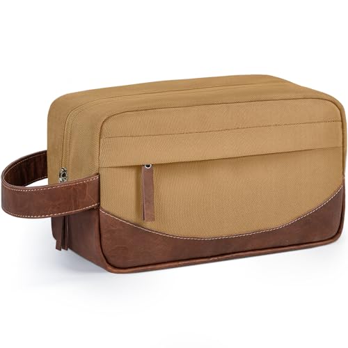 Travel Toiletry Bag for Men, Hanging Toiletry Organizer, Water Resistant Shaving Kit with Large Capacity for Travel Accessories (Brown, Medium) - color: Brown, size: Medium