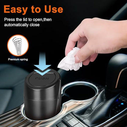 Car Trash Can, 2 Packs Mini Car Garbage Can Cup Holder with Lid | Leakproof Car Trash Bin with 60 Trash Bags, Vehicle Front Back Seat Organizers and Storage for Car, Home, Office, Black - color: Black