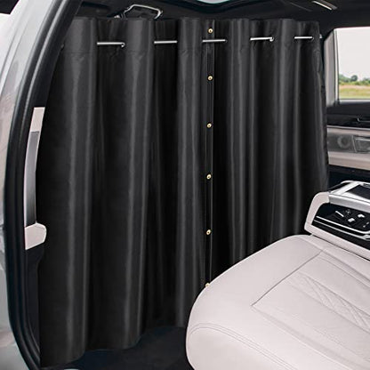 XCBYT Car Privacy Curtains - Van Curtians with Stainless Steel Adjustable Length Crossbar Car Window Shades for Van SUV Truck for Travel Nap Camping - color: Divider(Waterproof, 62.9")
