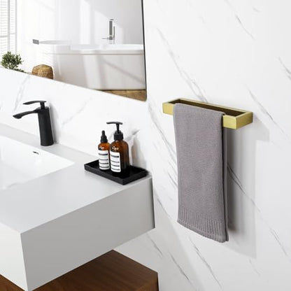 Sayayo Brushed Gold Towel Bar for Bathroom, 10 Inch Hand Towel Holder Wall Mount Square Towel Ring SUS304 Stainless Steel Towel Rack - color: Gold, size: 10 INCH