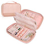 emissary Travel Jewelry Case Organizer for Necklace & Earrings, Pink | Padded slots & necklace ties keep jewelry tangle-free; double-zip, water-repellent travel case for rings & earrings - color: Pink
