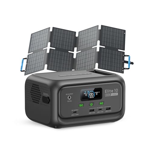 BLUETTI Solar Generator Elite 10 with 60W Solar Panel Included (Ship Separately), 128Wh Mini Power Station with 200W AC Outlet, Palm-Size Portable Power for Camping, Outages, and UPS Backup - style: BLUETTI Elite 10 Grey+60W