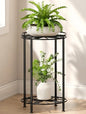 Plant Stand 2-Tier 10.2in Width 16.4in Tall Flower Pot Rack Small Plant Table Metal For Indoor Outdoor