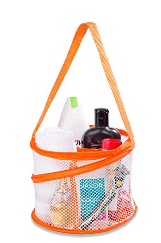 Handy Laundry Portable Shower Caddy – Collapsible Mesh Organizer with Handle, Quick Dry, Large Compartments for Dorm, College, Gym, Travel, Camp, Bathroom Essentials (Orange) - color: Orange, size: Small