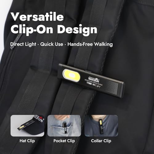 WARSUN T7 Rechargeable EDC Flashlight, Slim Pocket Flashlight with Clip & Magnetic Base, Portable LED Light for Everyday Carry, Night Walking, Car Repair & Emergency - color: Green-2Pcs