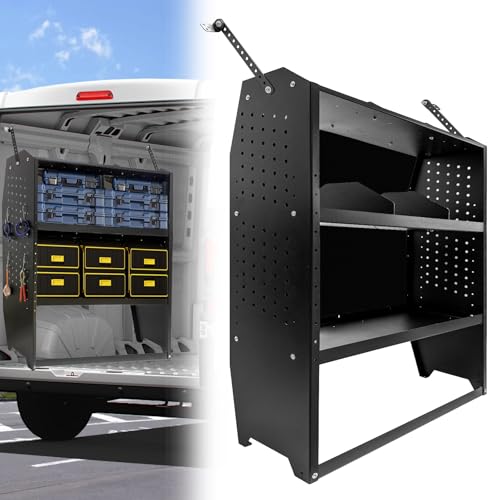 Cargo Van Shelving Steel Storage System Fit for Transit Connect 2014+, Chevy City Express, Promaster City, NV200, Steel Cargo Van Shelves 52" W x 43" H x 13" D - size: 52" W x 43" H x 13" D