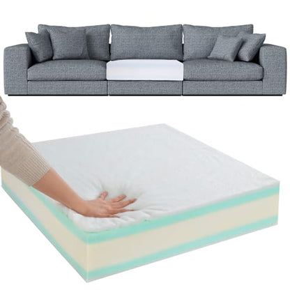 HOMBYS Memory Foam Couch Cushion Replacement, High Density Upholstery Foam Wrapped with Memory Foam & Polyester Batting, Sofa Cushions Inserts with Dacron Fiber Layer,with Removable Cover,6"x22"x22" - size: 6 inch Thick-22"x22"