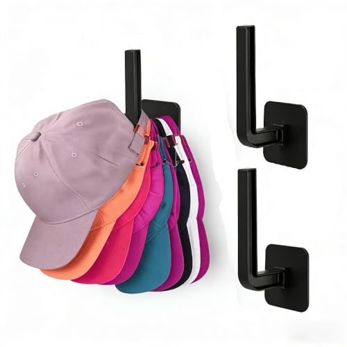 2-Pack Hat Organizer for Baseball Caps,Multi-Purpose Hat Rack Storage, Hook Closet Organization and Storage，Bedroom Decor Strong Adhesive Hat Hooks for Wall Organizer, Two Mounting Options