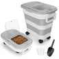 ShineMe Dog Food Storage Container, 30 Lbs Collapsible Food Storage Containers with Rolling Wheel Airtight Locking Lid, Cat Foods Bin with Cup and Scoop, Suitable for Pet Snack, Rice, Flour (Grey) - color: 30 Lbs Grey