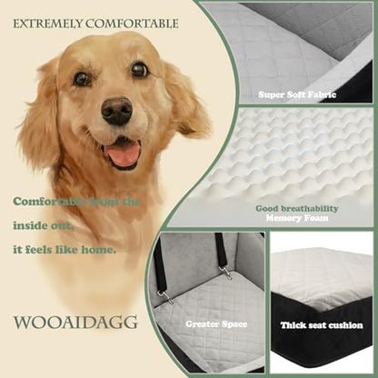 WOOAIDAGG Dog Car Seat for Medium Sized Dog,Pet Travel Car Bed with Seat Belt Channle,Fully Detachable and Washable Car Dog Seat with Adjustable Straps,3 Straps Easy to Install (Black/Grey) - color: Black/Grey