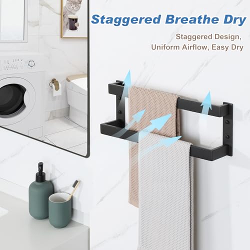 Alise Double Towel Bar, 16" Towel Racks for Bathroom Wall Mounted, SUS304 Stainless Steel Bathroom Towel Holder, Modern Quick Drying Towel Hanger, Matte Black - color: Matte Black, size: 16-inch