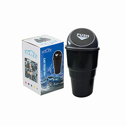 Automotive Cup Holder Trash Can, Mini Car Garbage Can Vehicle Rubbish Bins with Lid for Car Office Home Bedroom Desk (Grey) - color: Grey