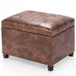 Joveco Leather Storage Ottoman, 24" Rectangle Tufted Square Upholstered Bench, Foot Rest Stool with Wood Legs, Footstool for Living Room Bedroom, Coffee - color: Coffee