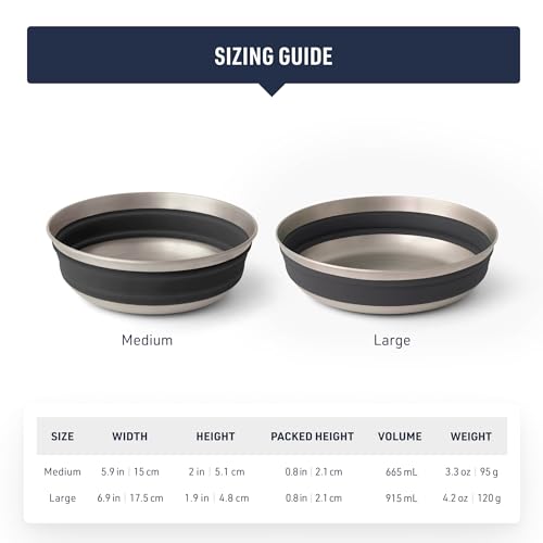 Sea to Summit Detour Stainless Steel Collapsible Bowl, Medium (22 fl oz), Laurel Wreath Green - color: Laurel Wreath Green, style: Medium