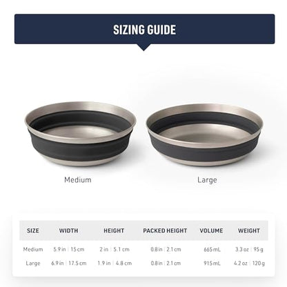 Sea to Summit Detour Stainless Steel Collapsible Bowl, Large (31 fl oz), Beluga Black - color: Beluga Black, style: Large