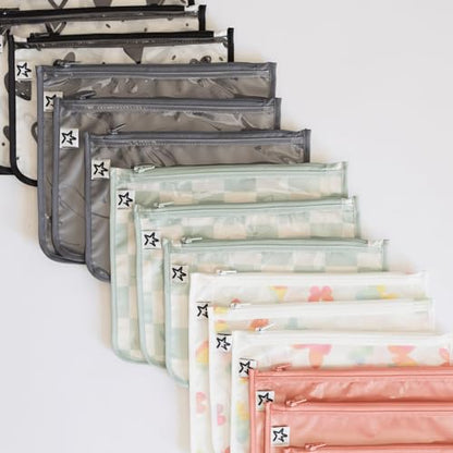 Tiny Twinkle Diaper Bag Organizing Pouches|3 Pack Mess-Proof Clear Front Travel Organizer Bags&TSA Approved Toiletry Bag Set for Baby and Mom Essentials - color: Shine