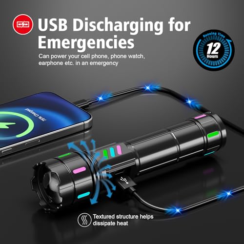 Flashlight 20000 High Lumens Rechargeable - 30W Super Bright LED Flash Light with LCD Display | 3937ft Beam & 12H Long Lasting USB C Powerful Handheld Flashlight for Home, Camping, Hiking, Emergency
