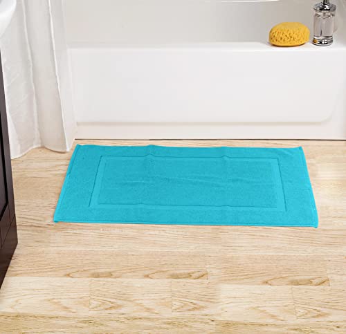Utopia Towels Cotton Banded Rug, Bath Mats, Not a Bathroom Rug, 21 by 34 Inches, 100% Ring Spun Cotton, Highly Absorbent Shower Bathroom Floor Mat, Turquoise, 2 Pack - color: Turquoise