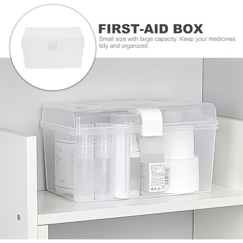 Beavorty Portable First-aid Box Medicine Storage Organizer Medicine Holder Buckle Design for Home Use to Carry Medication Container White