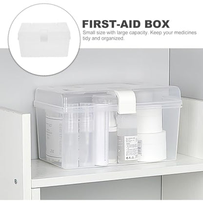 Beavorty Portable First-aid Box Medicine Storage Organizer Medicine Holder Buckle Design for Home Use to Carry Medication Container White