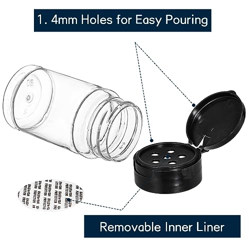 Tosnail 36 Pack 2.7 Oz Small Plastic Spice Bottles with Black Shaker Lids and Labels, Empty Plastic Jars with Lids, Seasoning Shaker Containers for Travel, Camping, Glitter, Gift, Party Favors - Clear