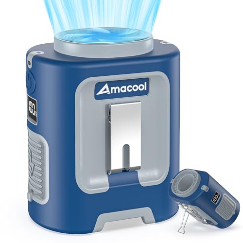 AMACOOL Mini Portable Waist Fan Clip on, Gifts for Father Him Men Dad Husband, 13000RPM Rapid-Cooling Personal Neck Fans, Wearable Shirt Belt Fan for Women Men Outdoor Work Jobsite Travel Camping - color: NAVY