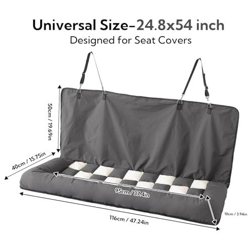 Soulbond Dog Bed for Car Back Seat, Soft Backseat Dog Bed Hammock, Non-Slip Pet Car Seat Cover for Back Seat, Pet Travel Bench Sofa for Cars/Small SUVs/Sedan, Dark Gray