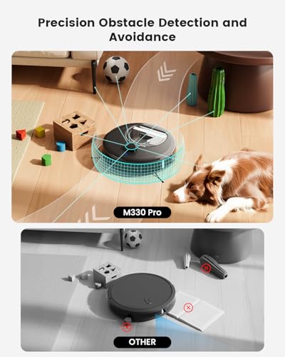 Lefant LiDAR Robot Vacuum and Mop, Smart Mapping and Obstacle Avoidance, Tangle-Free Pet Hair, 2.4G/5G WiFi App Control, Slim Design for Wider Coverage, Carpet Detection, M330 Pro - color: Black