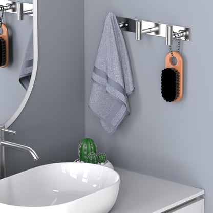 HUFEEOH Coat Hooks Wall Mount, Stainless Steel 3 Hooks Wall Hooks T Shaped Coat Hanger Wall Mount, Heavy Duty Silver Towel Hooks Purse Rack for Hanging - color: Silver, size: 1 Pack "T" shape 3 hooks
