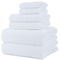 POLYTE 430 GSM Microfiber Quick Dry Lint Free Oversize Bath Towel Set, 6 Piece (Waffle Weave) - color: White
