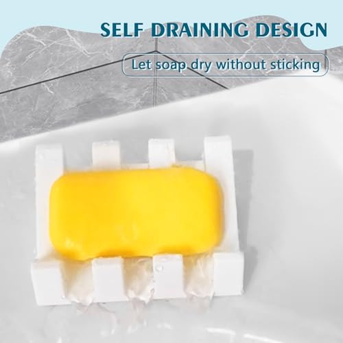 Soap Dish Holder for Shower with Suction Cup, Silicone Soap Holder & Saver Self-Draining Bar Soap Dish Keeps Soap Dry for Bathroom, Kitchen, Bathtub, Extends Soap Life (White-2Pack) - color: White - 2 Pack