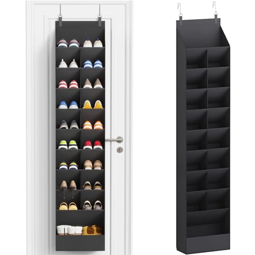 Lifewit 10 Tier Over the Door Shoe Organizer with 19 Large Deep Pockets, Fabric Hanging Shoes Shelf for Closet, Dorm Storage, Fit Up to 20 Pair Shoe Rack Holder for Sneakers, Boots, Black - color: Black, size: 10 Tier (20 Pairs)