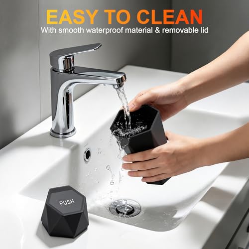 JUSTTOP Car Trash Can with Lid, Diamond Design Small Automatic Portable Trash Can with 1 Trash Bag, Easy to Clean, Used in Car Home Office (Black) - color: Black-1PCS, size: 1PCS