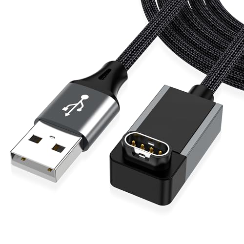 AGVEE 2 Pack 6.6ft Charger for Garmin Watch, L-Shape Zero Gap Charging Cable for Fenix, Forerunner, Vivoactive, Instinct, Venu, Tactix, Approach, D2, Quatix Series, Right Angle Braided, Dark Gray - color: Dark Gray, size: 6.6ft+6.6ft, style: L Shape Zero
