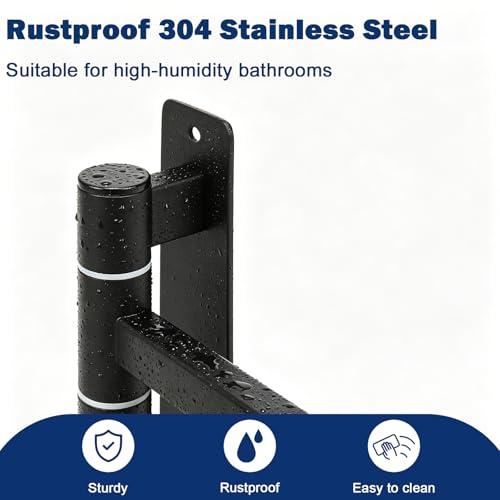 NearMoon Swivel Towel Rack, 13.8" Thicken 304 Stainless Steel 4-Arm Towel Bar, Space Saving Wall Mounted Towel Holder with Hook, Rustproof Swing Out Towel Hanger for Bathroom, Square (Matte Black) - color: Matte Black, size: 13.8 Inch-Squ