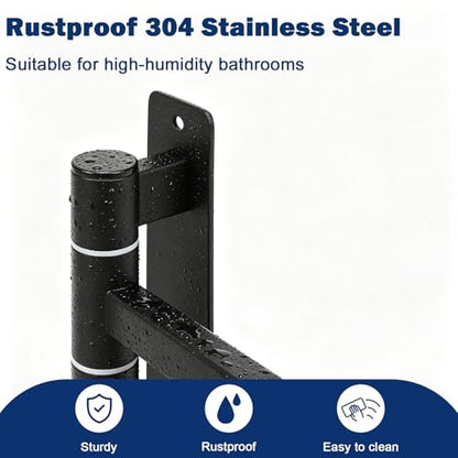 NearMoon Swivel Towel Rack, 13.8" Thicken 304 Stainless Steel 4-Arm Towel Bar, Space Saving Wall Mounted Towel Holder with Hook, Rustproof Swing Out Towel Hanger for Bathroom, Square (Matte Black) - color: Matte Black, size: 13.8 Inch-Squ