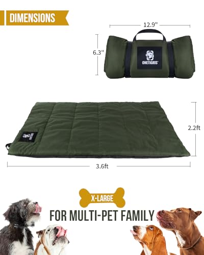 ONETIGRIS Large Dog Bed Washable Matteress Anti Slip Cushion for Pets Sleeping, 3.6ft by 2.2ft Water-Resistant Pet Bed for Indoor Outdoor(Green) - size: Medium